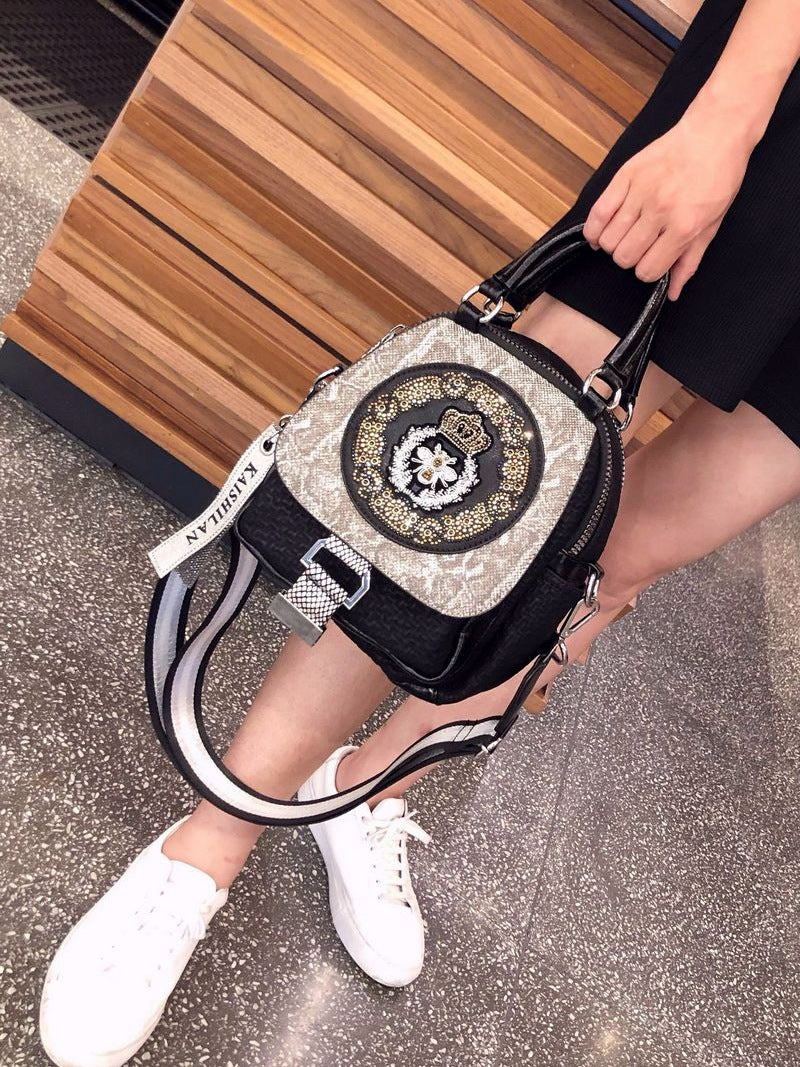 Super Hot Hot Rhinestone Backpack Women's 2025 New Fashion Women's Backpack High-end Genuine Leather Crossbody Bag Light Luxury